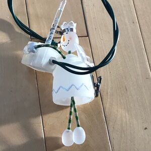 Department 56 Snowman Angel Tiny Bubble light clip on Ornament 2003 in box